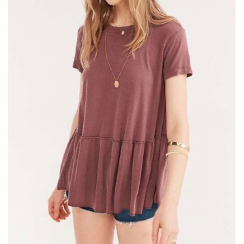 Urban Outfitters maroon peplum tee